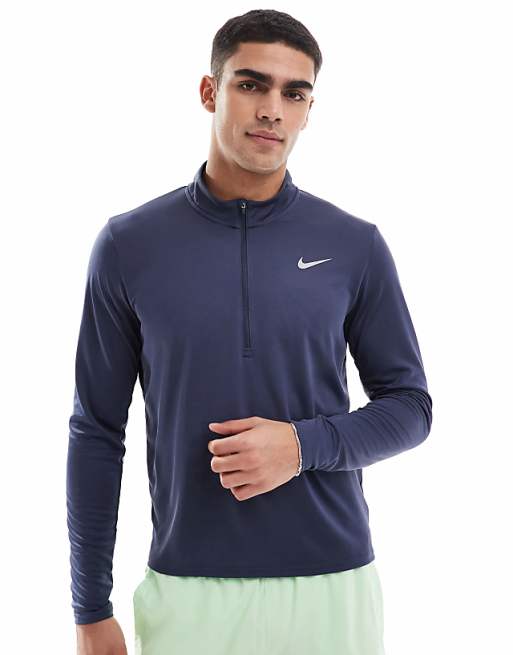 Nike Running Pacer Dri-FIT half zip longsleeve top in navy