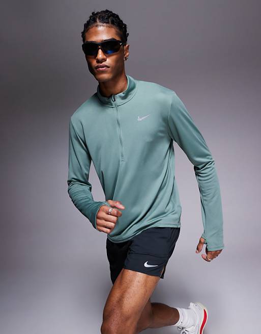 Nike Running Pacer Dri-FIT half zip longsleeve top in green