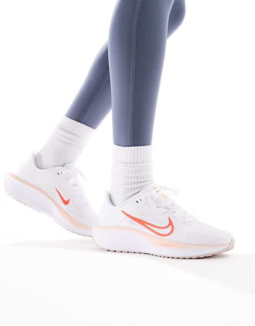 Nike Running Quest 6 trainers in white and red