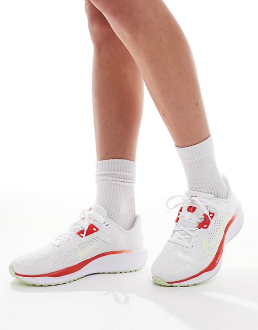 Nike Running Quest 6 trainers in white and red