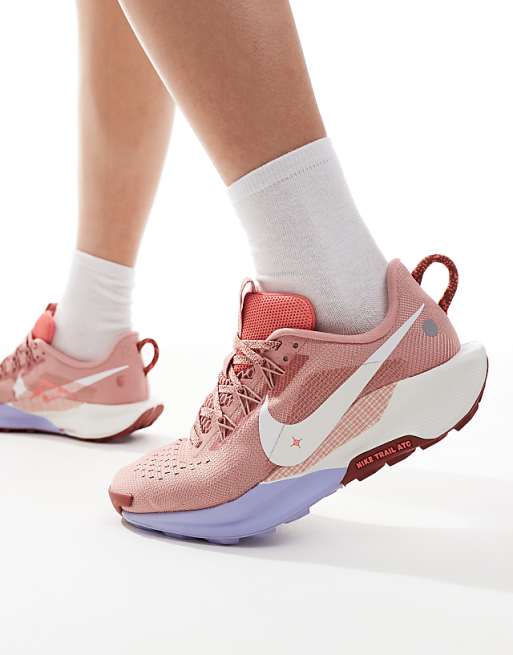 Nike Running React X Pegasus Trail 5 Trainers In Pink And White