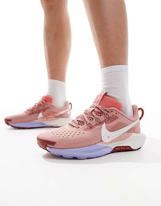 Nike Running React X Pegasus Trail 5 trainers in pink and white