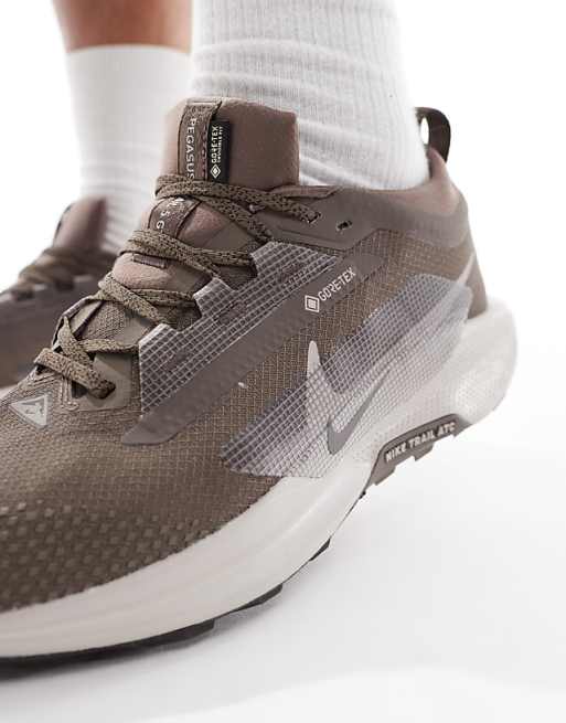 Nike Running ReactX Pegasus Trail 5 GORE-TEX Trainers In Brown And Grey