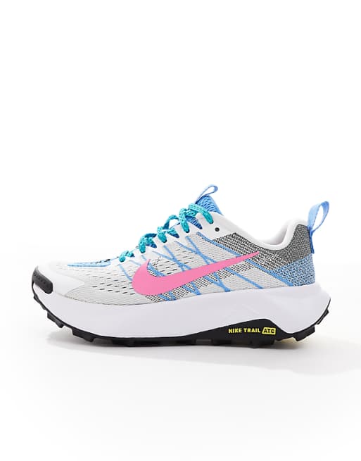 Nike Running ReactX Wildhorse Trainers In White And Blue