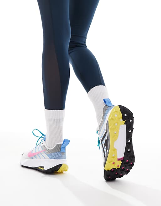 Nike Running ReactX Wildhorse Trainers In White And Blue