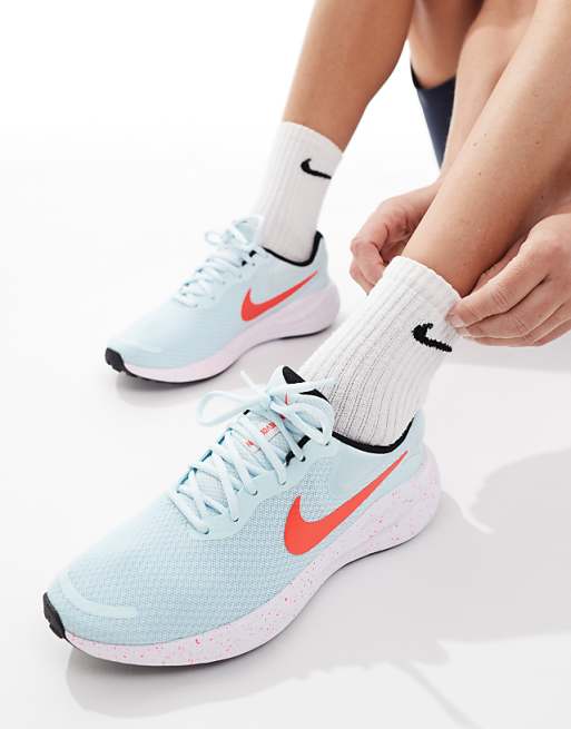Nike Running Revolution 7 trainers in blue and white