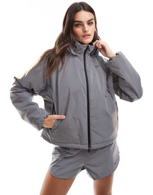 Nike Running Run Division Reflective Jacket And Shorts In Silver