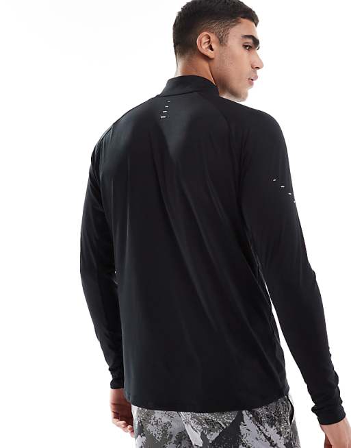 Nike Running Stride Dri-FIT Half Zip Longsleeve Top In Black