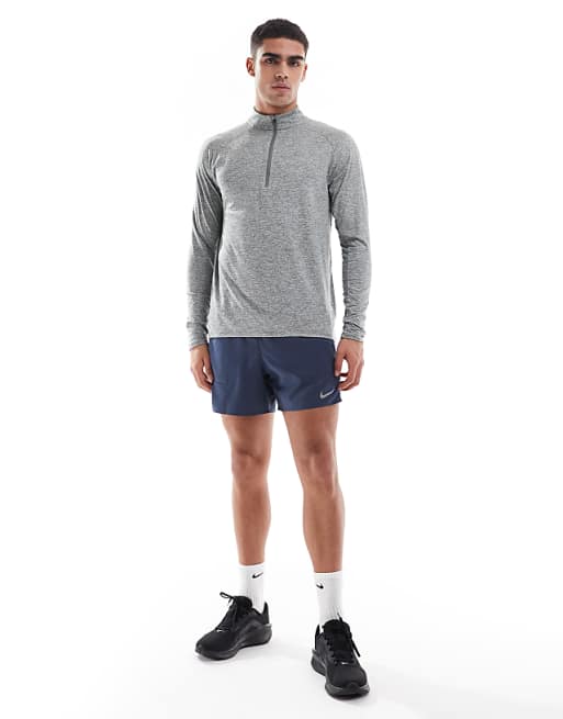 Nike Running Stride Dri-FIT Half Zip Longsleeve Top In Grey