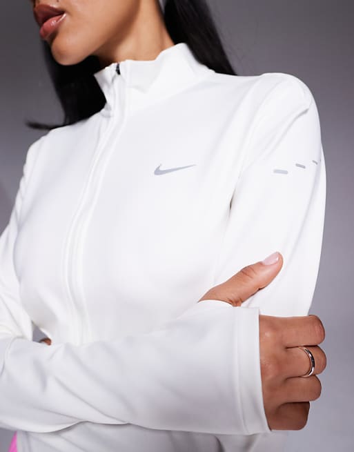 Nike Running Swift Dri-FIT Fitted Full Zip Top In White
