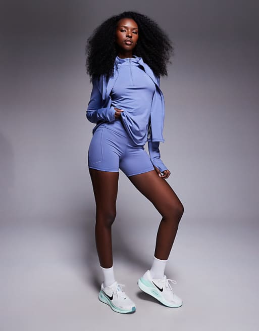 Nike Running Swift Dri-FIT high waisted 4 inch legging shorts in blue