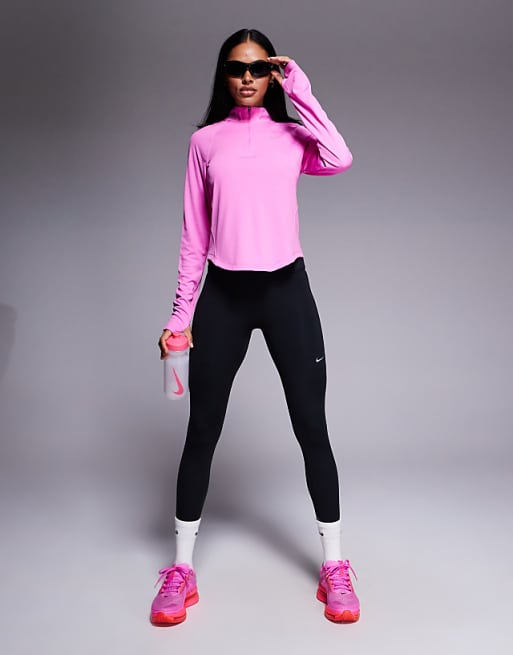 Nike Running Tempo Dri-FIT Half Zip Long Sleeve Top In Pink