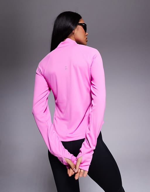 Nike Running Tempo Dri-FIT Half Zip Long Sleeve Top In Pink