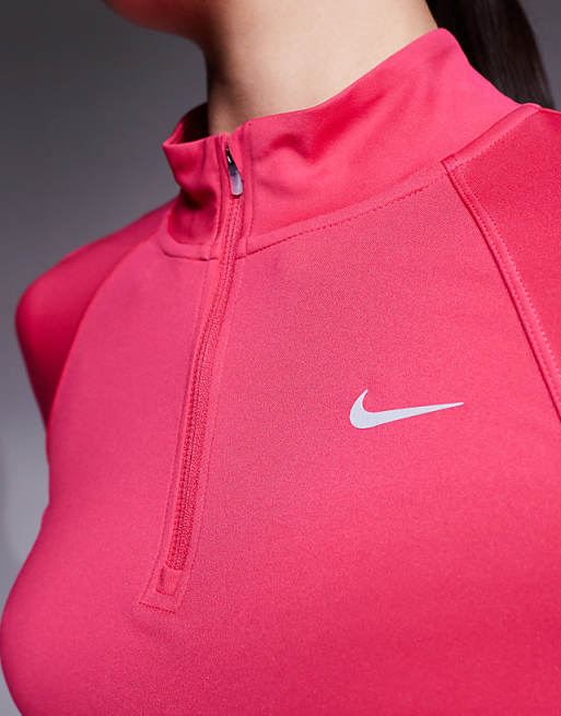 Nike Running Tempo Dri-FIT Half Zip Long Sleeve Top In Pink