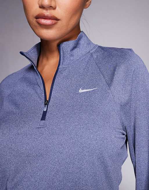 Nike Running Tempo Dri-FIT Half Zip Long Sleeve Top In Blue