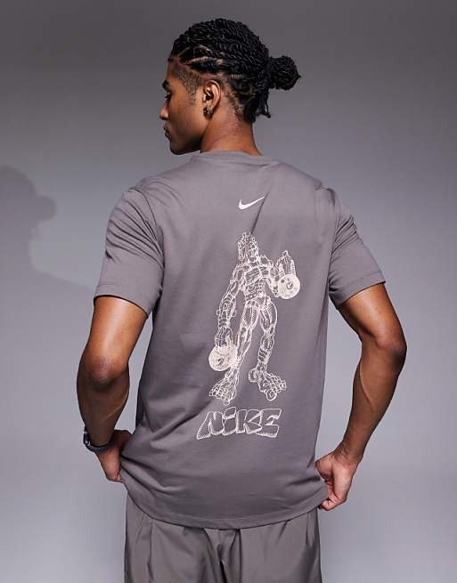 Nike Training back print graphic t-shirt in grey