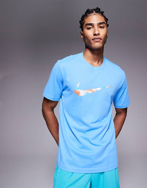 Nike Training Dri-FIT lava swoosh graphic t-shirt in blue