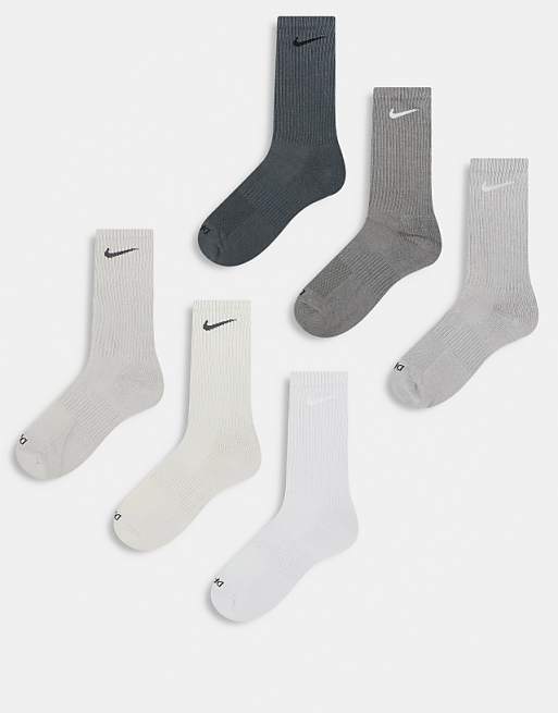Nike Training Everyday Cushioned Plus 6 pack trainer socks in grey