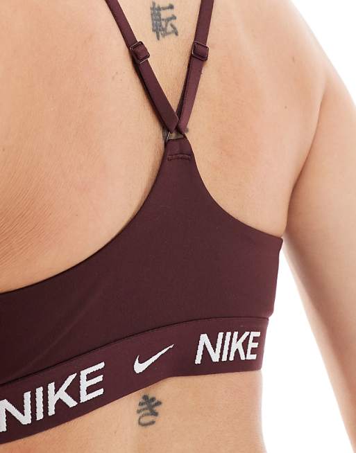 Nike Training Indy Dri-FIT Light Support Sport Bra In Burgundy