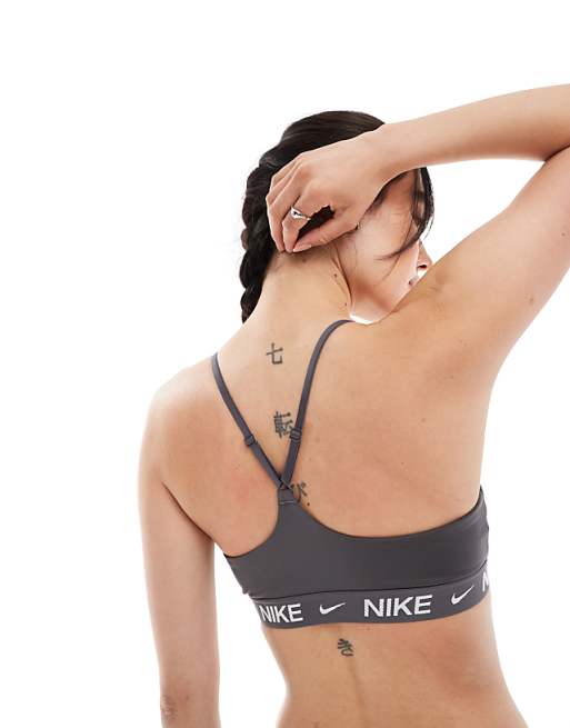 Nike Training Indy Dri-FIT Light Support Sport Bra In Grey