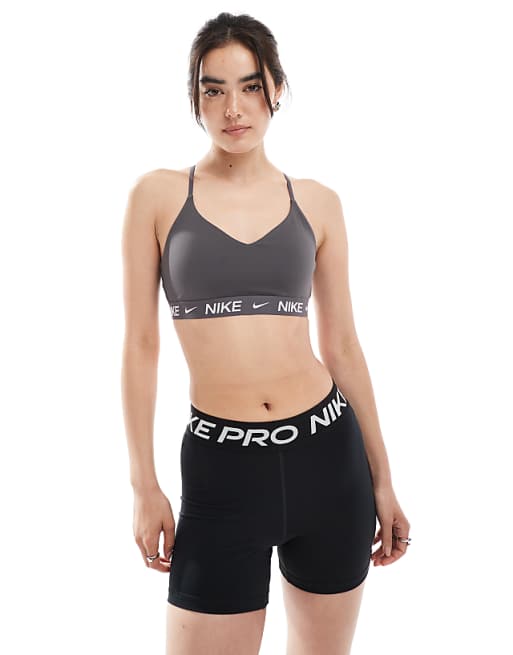 Nike Training Indy Dri-FIT light support sport bra in grey