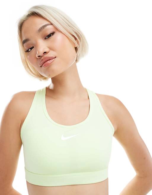Nike Training Swoosh medium support sports bra in lime green
