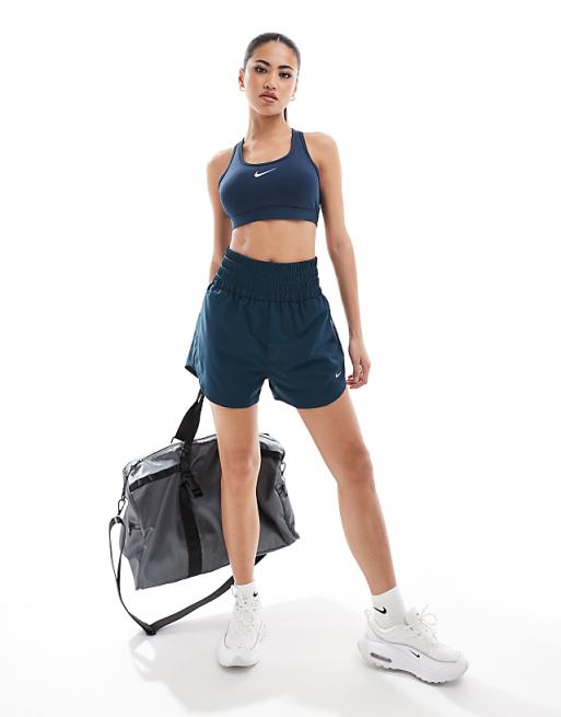 Nike Training Swoosh Medium Support Sports Bra In Navy