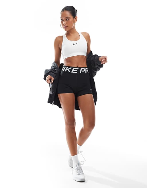 Nike Training Swoosh Medium Support Sports Bra In White