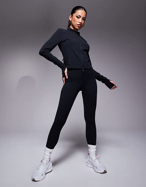 Nike Training Zenvy Dri-FIT Soft Touch Full Zip Long Sleeved Top In Black