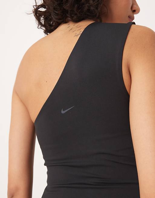Nike Training Zenvy Dri-FIT Soft Touch One Shoulder Top In Black