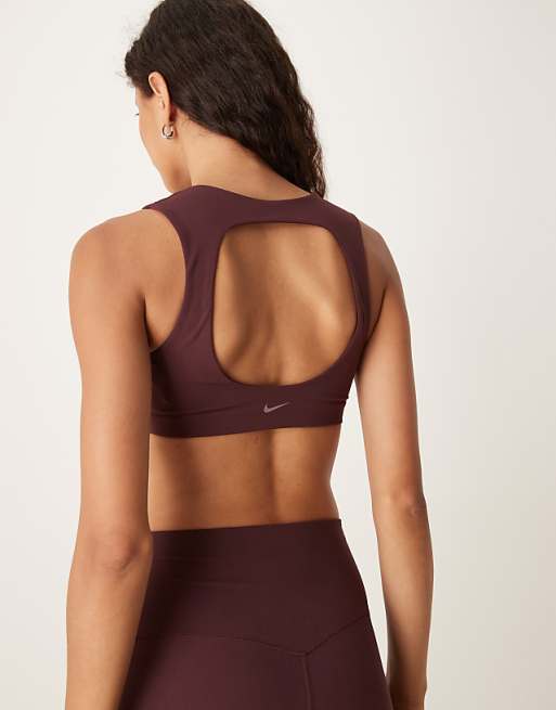 Nike Training Zenvy light support sports bra in burgundy