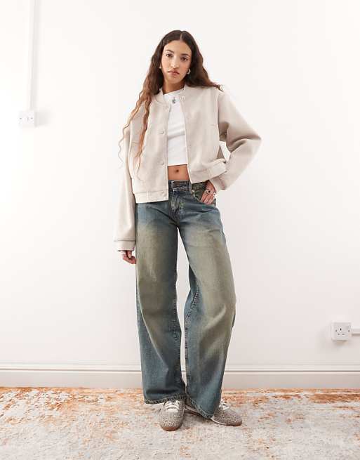 Noisy May Lightweight Bomber Jacket In Beige