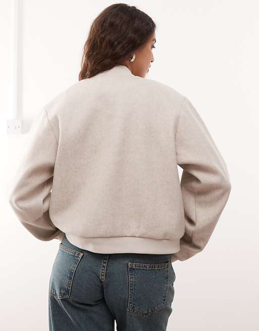 Noisy May Lightweight Bomber Jacket In Beige