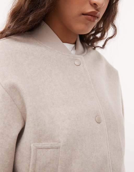 Noisy May Lightweight Bomber Jacket In Beige