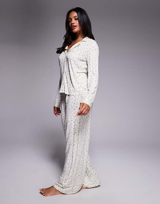 Oh Polly long sleeve pyjama co-ord in lemon print