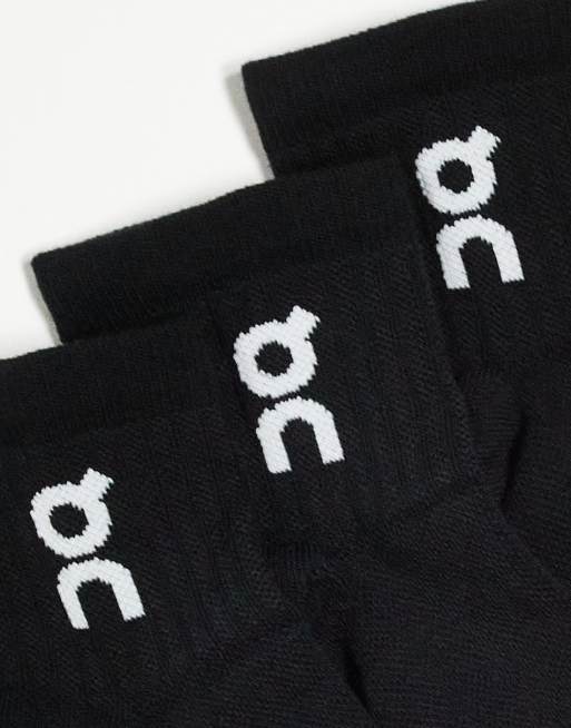 ON 3 Pack Logo Mid Socks In Black