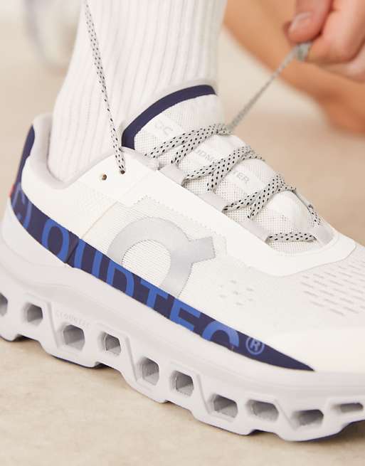 ON Cloudmonster Running Trainers In White And Blue