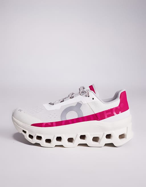 ON Cloudmonster Running Trainers In White And Pink