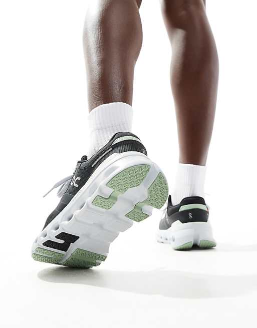 ON Cloudrunner 2 Running Trainers In Black And Lime Green