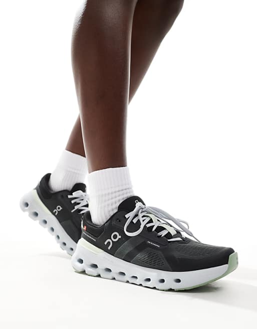 ON Cloudrunner 2 running trainers in black and lime green