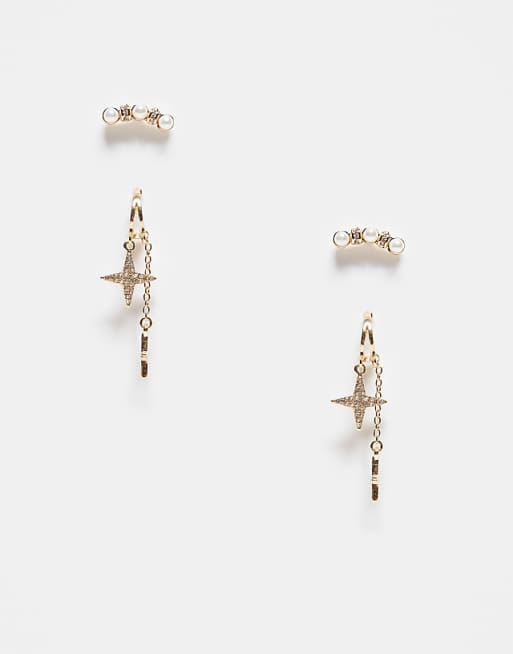 ONLY 2-pack star earring in gold