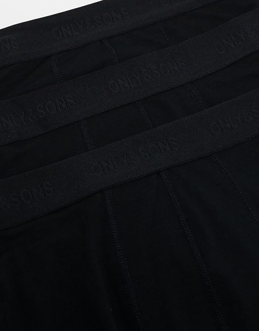 ONLY & SONS 3 Pack Trunks In All Black