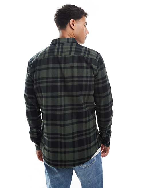 ONLY & SONS Check Shirt In Dark Khaki And Black