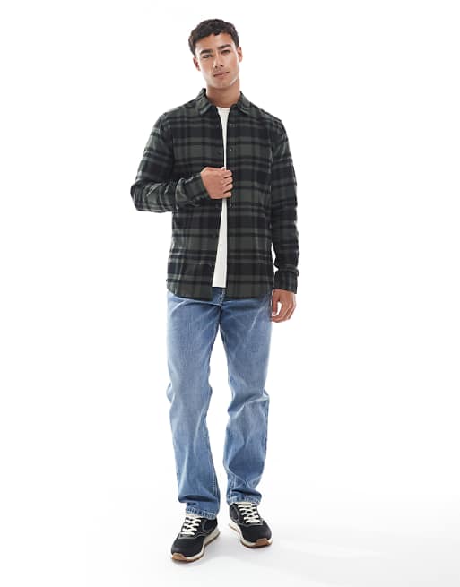 ONLY & SONS Check Shirt In Dark Khaki And Black