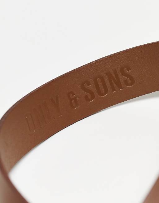 Only & Sons Leather Belt In Tan