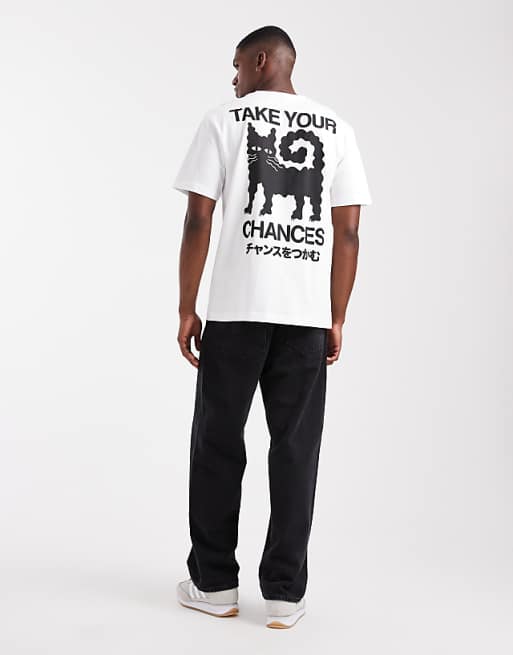 ONLY & SONS Relaxed Fit T-shirt With Chances Back Print In White