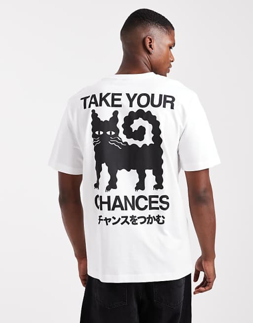 ONLY & SONS relaxed fit t-shirt with chances back print in white