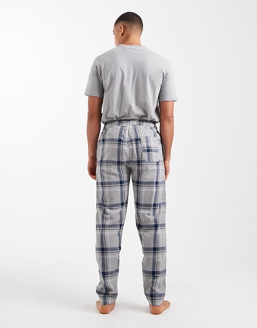 ONLY & SONS Trousers & T-shirt Pyjama Set In Grey Check