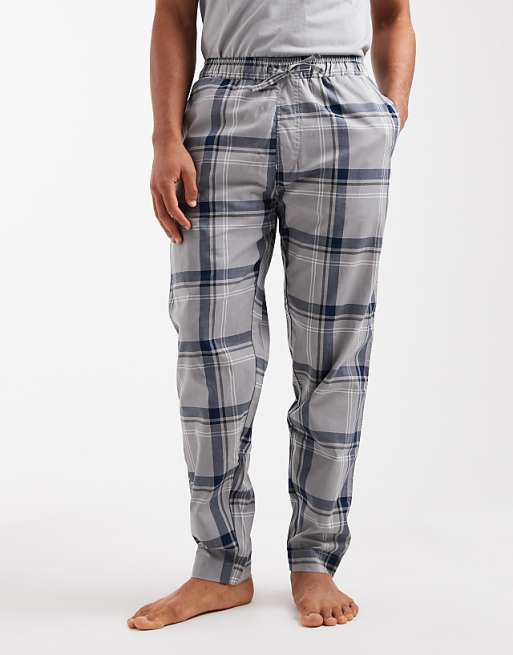 ONLY & SONS Trousers & T-shirt Pyjama Set In Grey Check