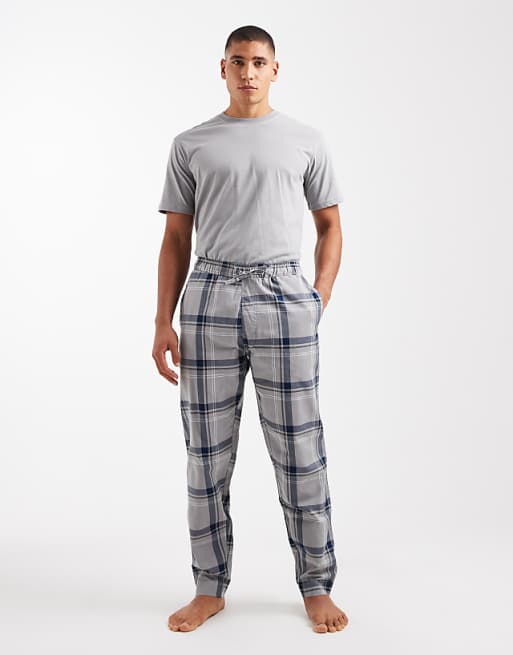 ONLY & SONS trousers & t-shirt pyjama set in grey check
